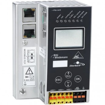 Шлюз ASi-3 BIHL+WIEDEMANN EtherNet/IP + Modbus TCP 24В с 1 ASi-3 Master в корпусе из нержавеющей стали 24-VOLT-ASI-3-ETHERNET/IP-+-MODBUS-TCP-GATEWAY-IN-EDELSTAHL,-1-ASI-3-MASTER