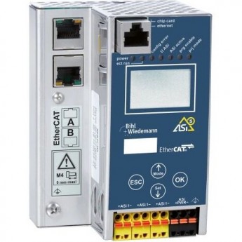 Шлюз ASi-5/ASi-3 EtherCAT BIHL+WIEDEMANN 24 В, 1 Master, корпус из нержавеющей стали 24-VOLT-ASI-5/ASI-3-ETHERCAT-GATEWAY-IN-EDELSTAHL,-1-ASI-5/ASI-3-MASTER