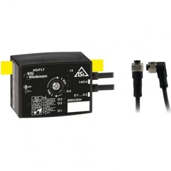 Активный распределитель ASi BIHL+WIEDEMANN 1 вход/4 выхода M12 IP67 AKTIVER-VERTEILER-ASI,-IP67,-1E/4A