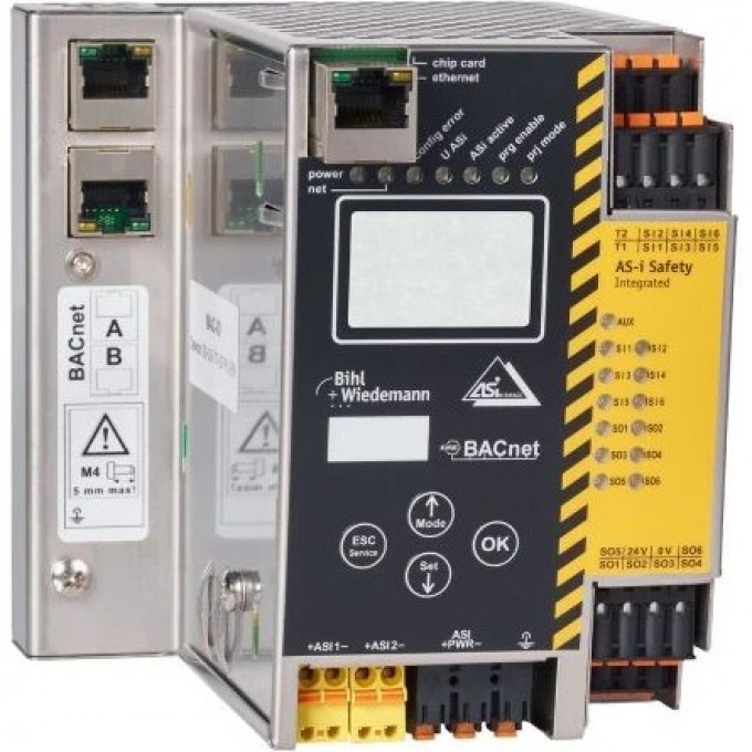 Шлюз BACnet/IP с интегрированным монитором безопасности BIHL+WIEDEMANN ASi-3, 2 Master SI-3-MASTER ASI-3-BACNET/IP-GATEWAY-MIT-INTEGRIERTEM-SICHERHEITSMONITOR,-2-A