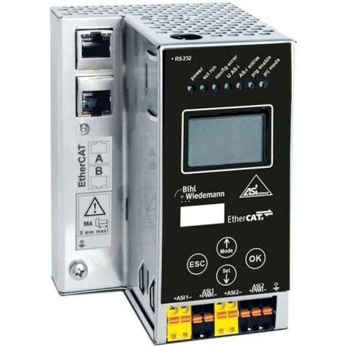 Шлюз ASi-3 EtherCAT BIHL+WIEDEMANN в корпусе из нержавеющей стали с 2 ASi-3 Master ASI-3-ETHERCAT-GATEWAY-IN-EDELSTAHL,-2-MASTER