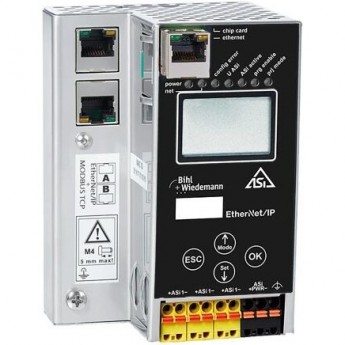 Шлюз ASi-3 EtherNet/IP + Modbus TCP BIHL+WIEDEMANN с 1 ASi-3 Master в корпусе из нержавеющей стали ASI-3-ETHERNET/IP-+-MODBUS-TCP-GATEWAY-IN-EDELSTAHL,-1-ASI-3-MASTER
