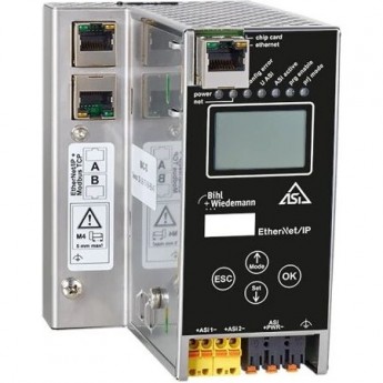 Шлюз ASi-3 EtherNet/IP + Modbus TCP BIHL+WIEDEMANN с 2 ASi-3 Master в корпусе из нержавеющей стали ASI-3-ETHERNET/IP-+-MODBUS-TCP-GATEWAY-IN-EDELSTAHL,-2-ASI-3-MASTER