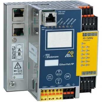 Шлюз ASi-5/ASi-3 EtherNet/IP + ModbusTCP с интегрированным монитором безопасности, 2 ASi-5/ASi-3 Master Bihl+Wiedemann ASI-5/ASI-3-ETHERNET/IP-+-MODBUSTCP-GATEWAY-MIT-INTEGRIERTEM-SICHERHEITSMONITOR,-2-ASI-5/ASI-3-MASTER