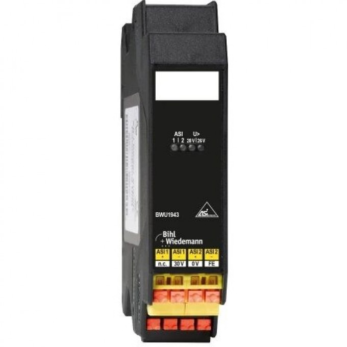 Модуль развязки питания AS-i BIHL+WIEDEMANN для 2 цепей, 2 x 4 А, IP20 ASI-NETZTEILENTKOPPLUNG-F?R-2-ASI-KREISE,-2-X-4-A,-IP20