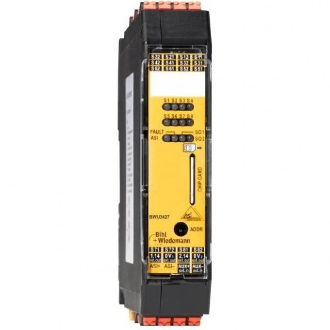 Модуль ввода-вывода ASi Safety BIHL+WIEDEMANN IP20 4 входа безопасности/2 выхода безопасности/8 входов/8 выходов ASI-SAFETY-E/A-MODUL,-IP20,-4SE/2SA/8E/8A