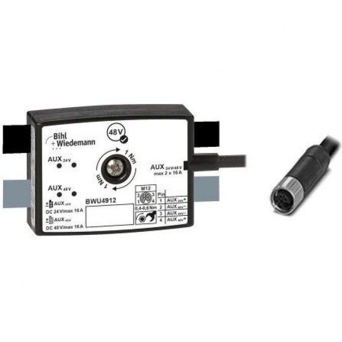 Пассивный распределитель BIHL+WIEDEMANN AUX на 1 x M12-Power-кабельную розетку, прямую, L-кодированную, 4-полюсную, 25 мм IERT,-4-POLIG,-25-MM-TIEF,-IP67 PASSIVVERTEILER-AUX-AUF-1-X-M12-POWER-KABELBUCHSE,-GERADE,-L-COD