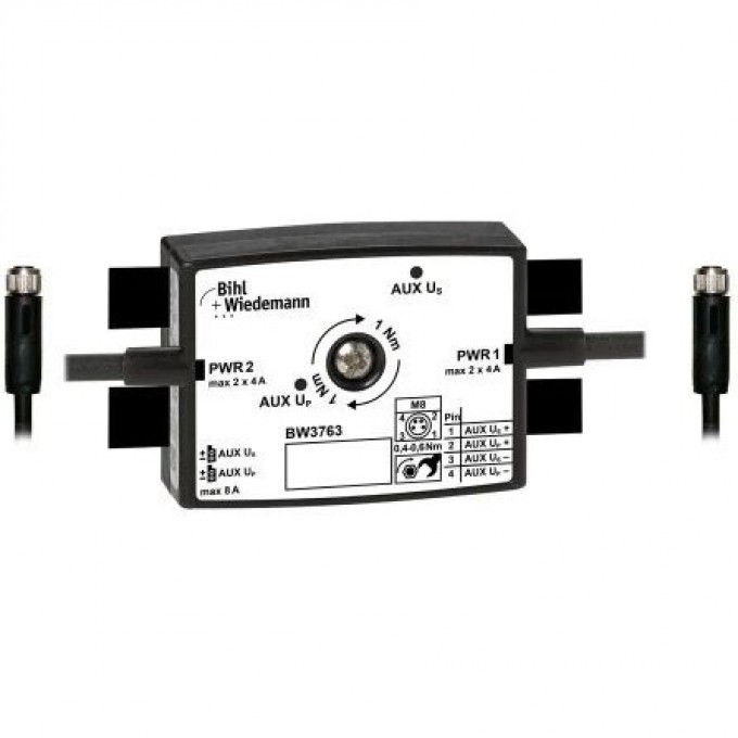 Пассивный распределитель AUX BIHL+WIEDEMANN на 2 x M8-кабельные розетки, прямые, 4-полюсные, 19 мм -MM-TIEF,-IP67 PASSIVVERTEILER-AUX-AUF-2-X-M8-KABELBUCHSEN,-GERADE,-4-POLIG,-19