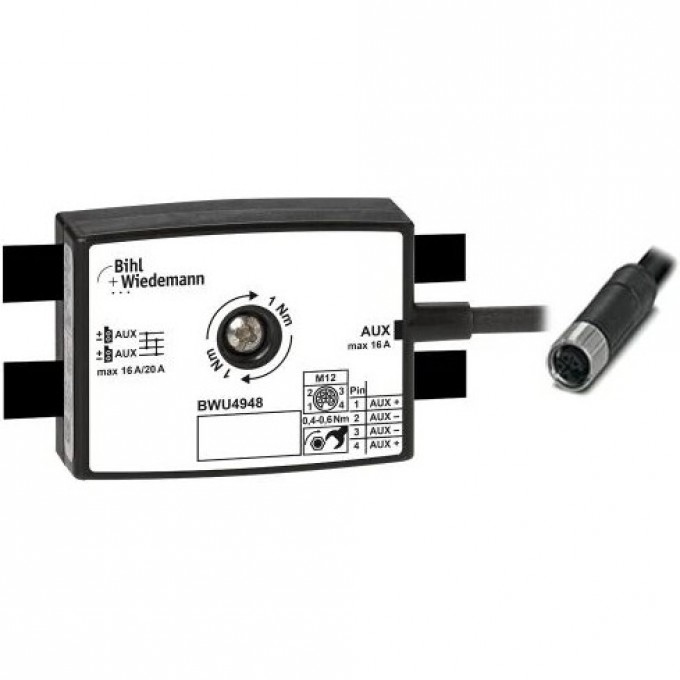 Пассивный распределитель AUX BIHL+WIEDEMANN с 1 x M12 Power-кабельной розеткой, прямой, L-кодированный, 4-полюсный, 25 мм глубокий ADE,-L-KODIERT,-4-POLIG,-25-MM-TIEF,-IP67 PASSIVVERTEILER-AUX,-16A/20A,-AUF-1-X-M12-POWER-KABELBUCHSE,-GER